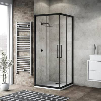 Box Doccia Cristallo 6mm 70x90.Box Doccia Rettangolare Scorrevole Record 70 X 90 Cm H 195 Cm In Vetro Temprato Spessore 6 Mm Trasparente Nero Prezzo Online Leroy Merlin